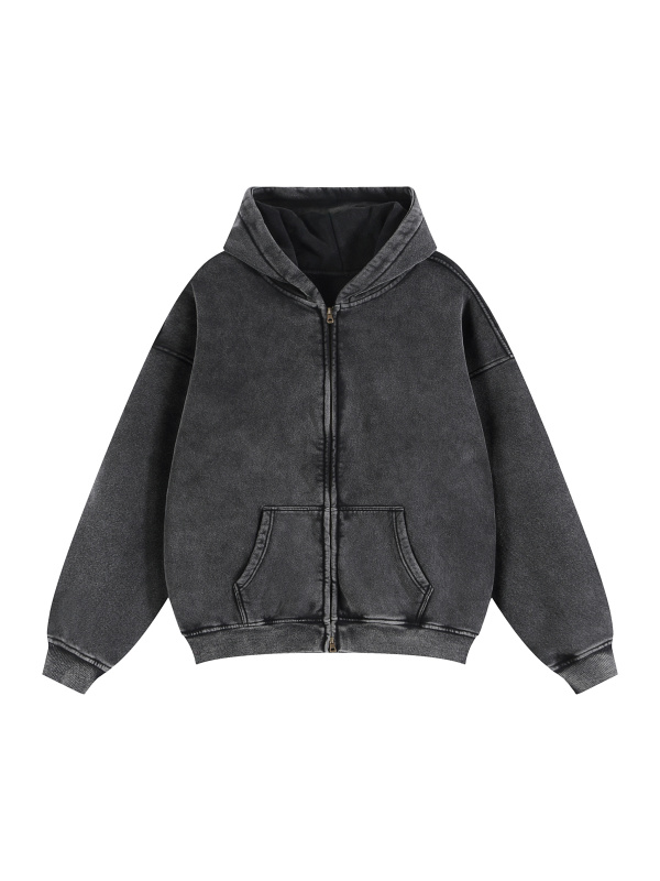 Zip-Through Boxy Hoodie #RU0074